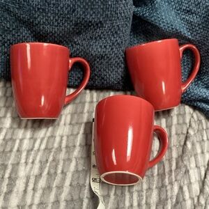 5” set of 3 Burnt Red Ceramic Coffee Mugs